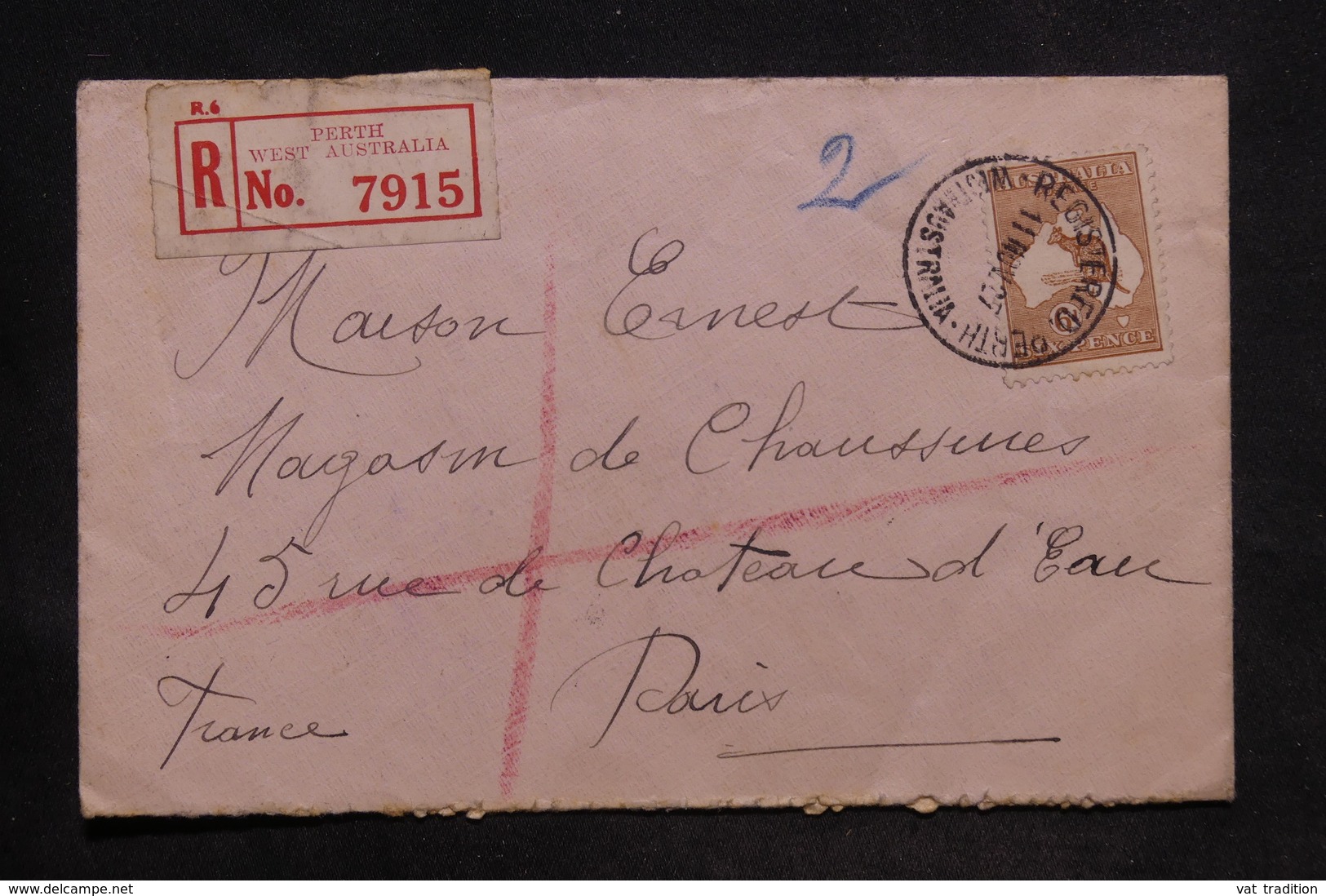 AUSTRALIE - Enveloppe En Recommandé De Perth Pour Paris En 1927 , Affranchissement Plaisant - L 34253 - Lettres & Documents