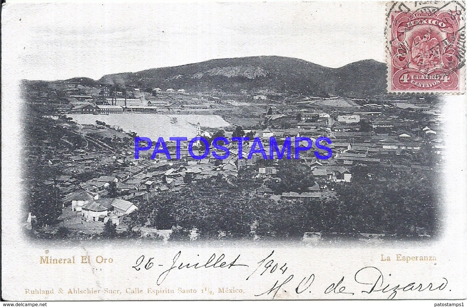 115061 MEXICO LA ESPERANZA TAMAULIPAS MINERAL EL ORO VIEW AERIAL CIRCULATED TO FRANCE  POSTAL POSTCARD - Mexique