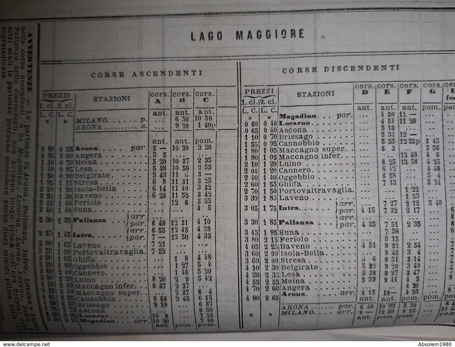 1869 GUIDA ORARIO FERRATE ITALIA SONZOGNO VAPORE MAPPA GUIDE TRANSPORT CHEMIN DE FER BATEAU VAPEUR + PUB CARTE ITALIE