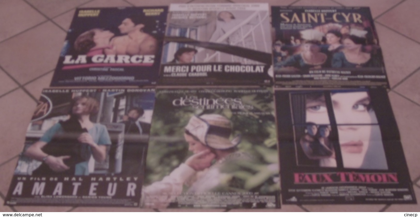 6 AFFICHES CINEMA FILMS HUPPERT GARCE AMATEUR MERCI CHOCOLAT SAINT-CYR FAUX TEMOIN DESTINEES SENTIMENTALES - Posters