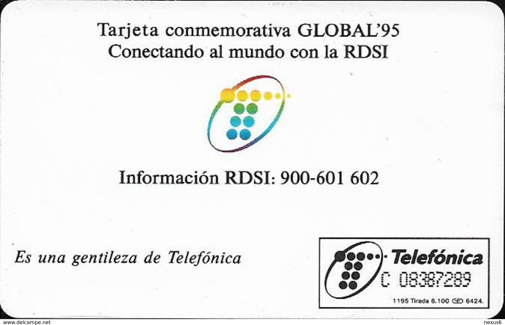 Spain - Telefónica - Global '95 - G-009 - 250PTA, 11.1995, 6.100ex, Used - Emissions De Gentillesse