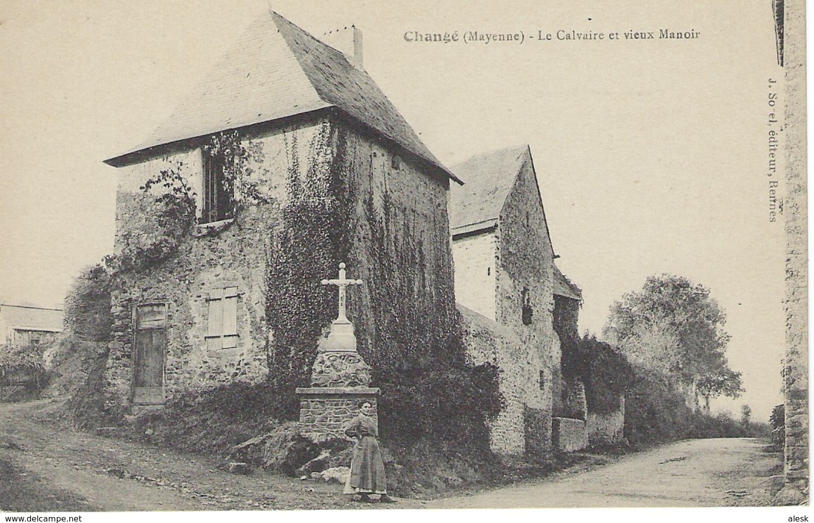 CHANGÉ - Le Calvaire Et Vieux Manoir - 1918 - Autres & Non Classés