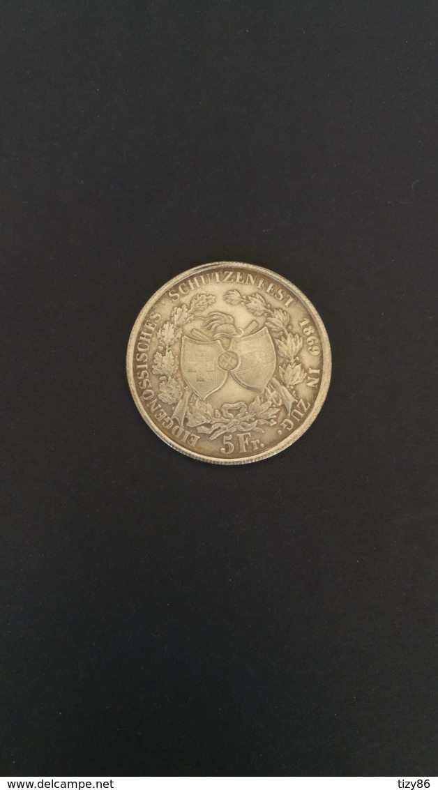 Moneta Svizzera 5 Franchi (in Argento) 1869 - Altri & Non Classificati