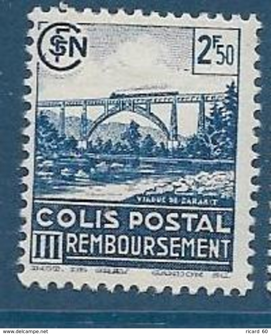 Timbre Neuf* France, N°179 Yt, Colis Postaux, Remboursement, 2 Fr 50, 1941, Charnière, Locomotive à Vapeur, Viaduc - Nuevos