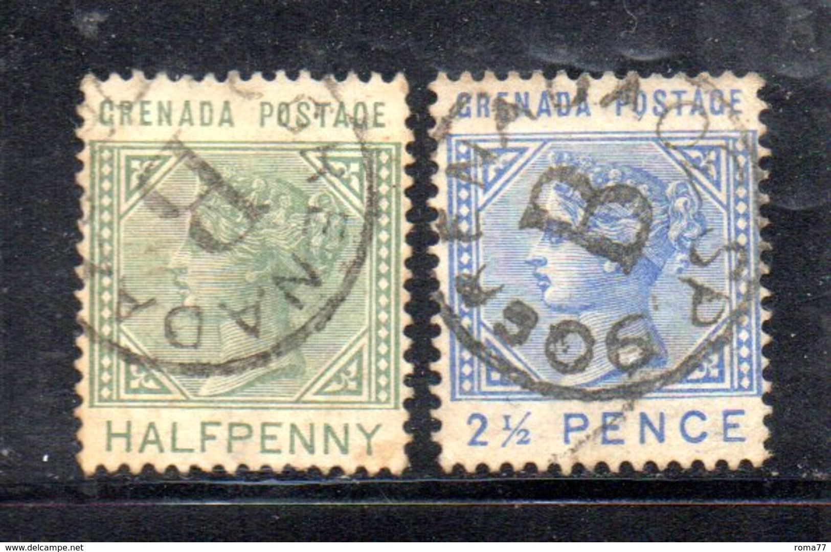 APR1605 - GRENADA 1883 , Due Valori Usati  Fil CA - Grenada (...-1974)