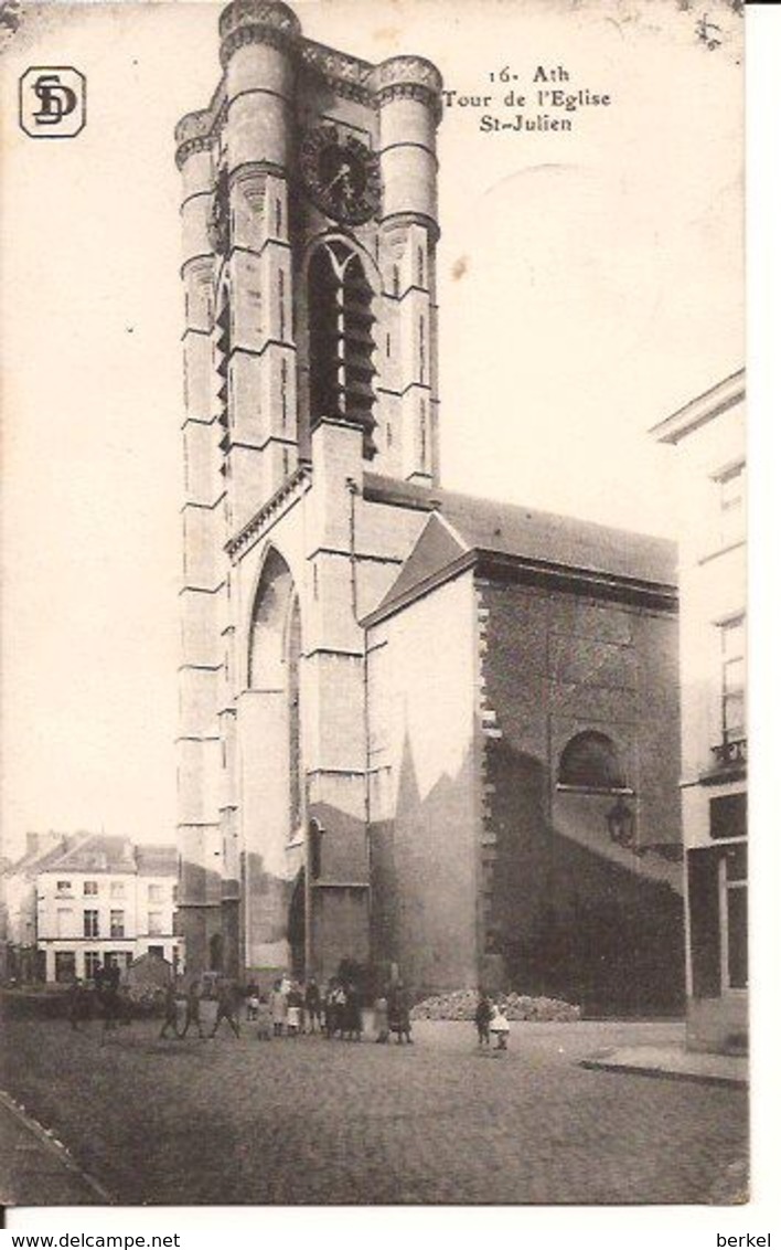 16. ATH TOUR DE L' ÉGLISE ST-JULIEN  FELDPOST NOV. 1916 1382/ D4 - Ath