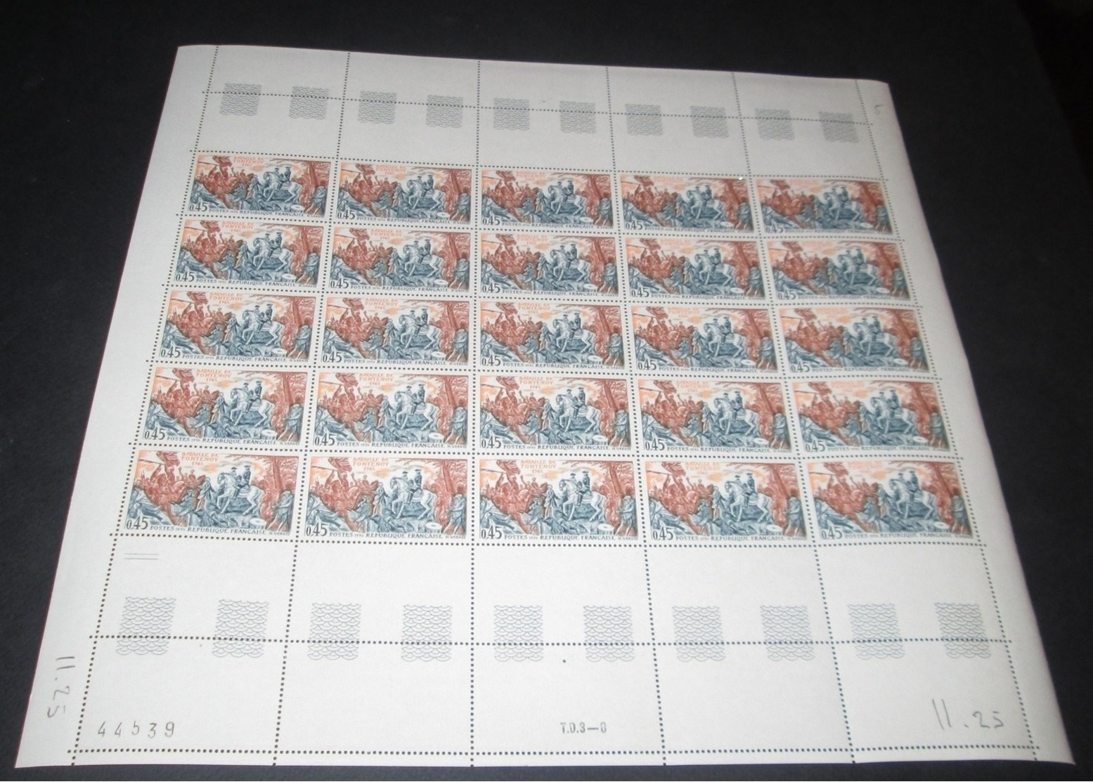 France 1970 Neuf** N° 1657  FONTENOY   Feuille Complète (full Sheet) - Feuilles Complètes