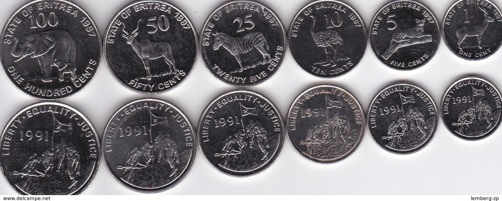 Eritrea - Set 6 Coins 1 5 10 25 50 100 Cents 1997 UNC Lemberg-Zp - Eritrea