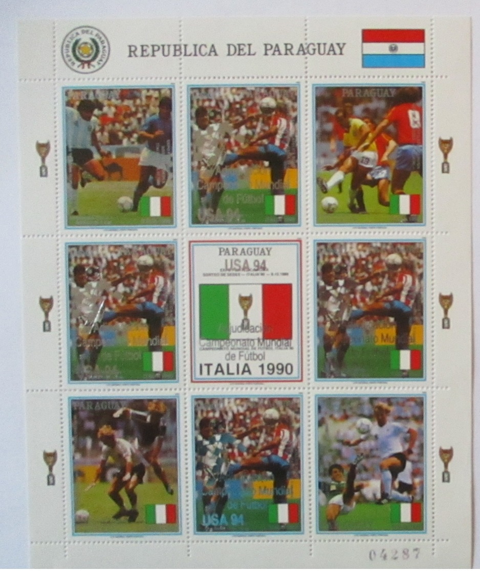 Paraguay Fußball WM 1990, Postfrischer Kleinbogen Italia - Sonstige & Ohne Zuordnung