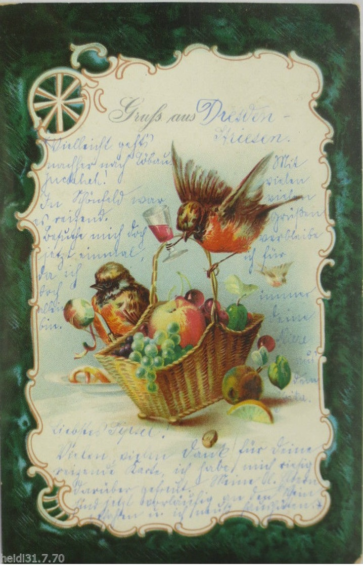 "Vogel, Obst, Korb" 1901 ♥   - Andere & Zonder Classificatie