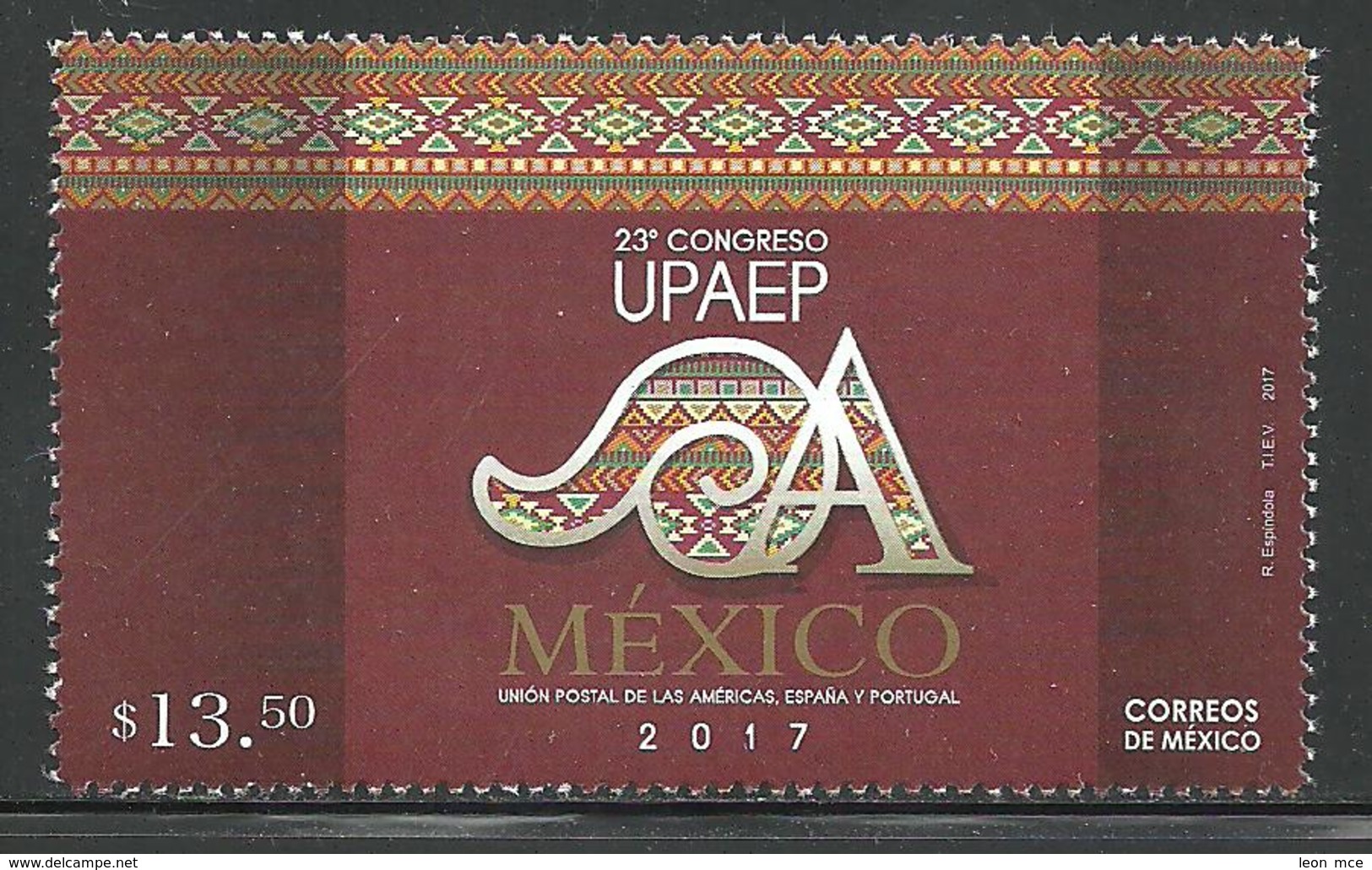 2017  23° Congreso UPAEP México  STAMP MNH 23rd America Postal Union Congress UPAEP Mexico 2017  EMBLEM - México