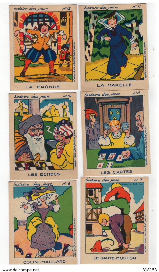 Histoire Des Jeux  Atelier Louis Chambrelent Paris 6 Cartes Nrs 7-12 (9,5x7,5 Cm) - Jeux Et Jouets