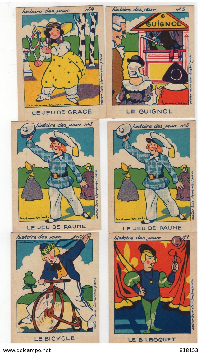 Histoire Des Jeux  Atelier Louis Chambrelent Paris 6 Cartes Nrs 1-6 (9,5x7,5 Cm) - Jeux Et Jouets