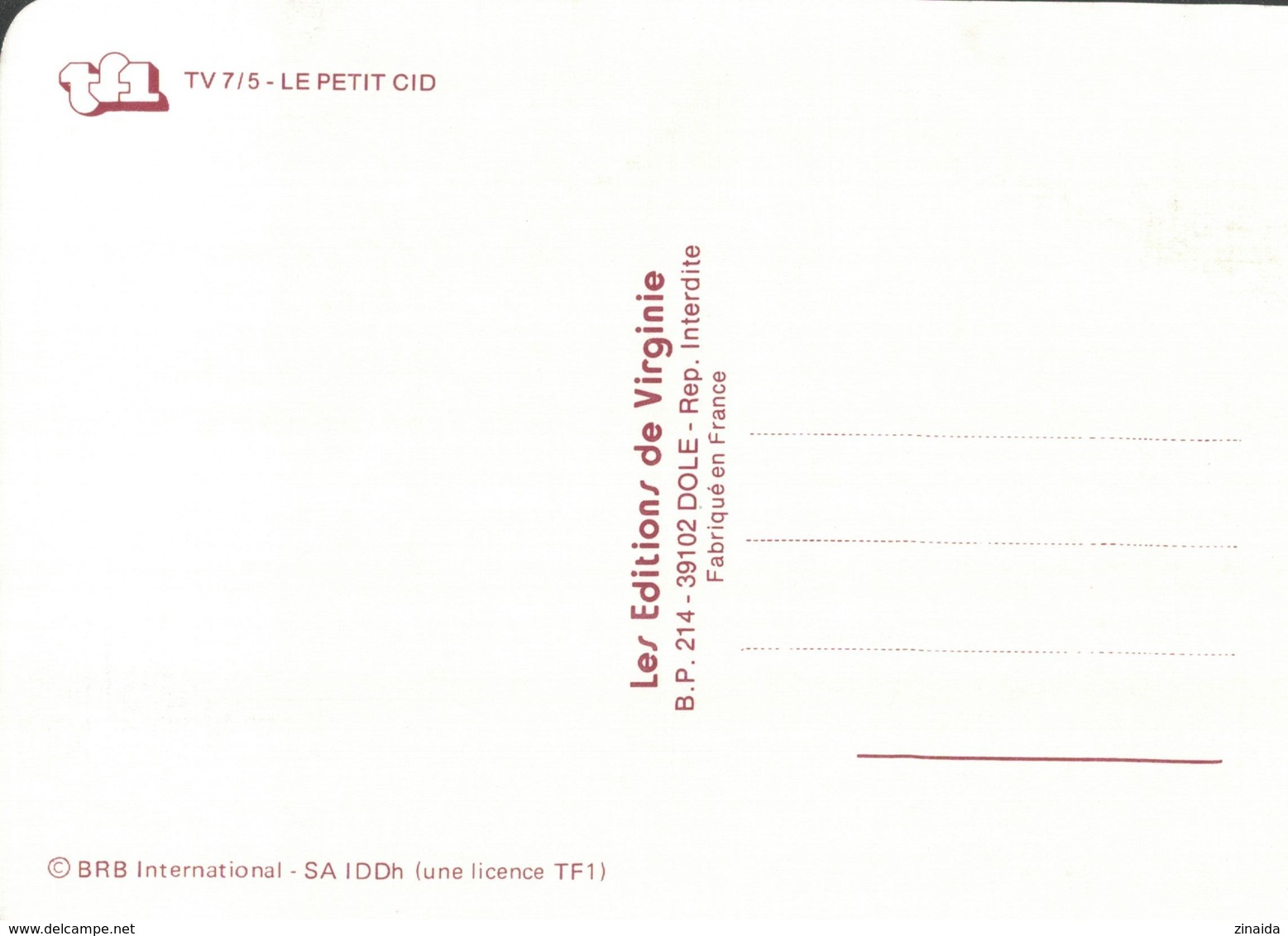 CARTE POSTALE - LE PETIT CID - TF1 - Séries TV