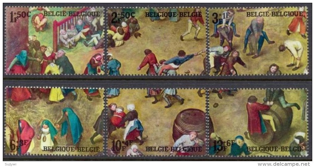 Belgium**BREUGHEL Painting-MEDIEVAL CHILDREN GAMES-6vals -1967-ART-KUNST-peintures- - Nuevos