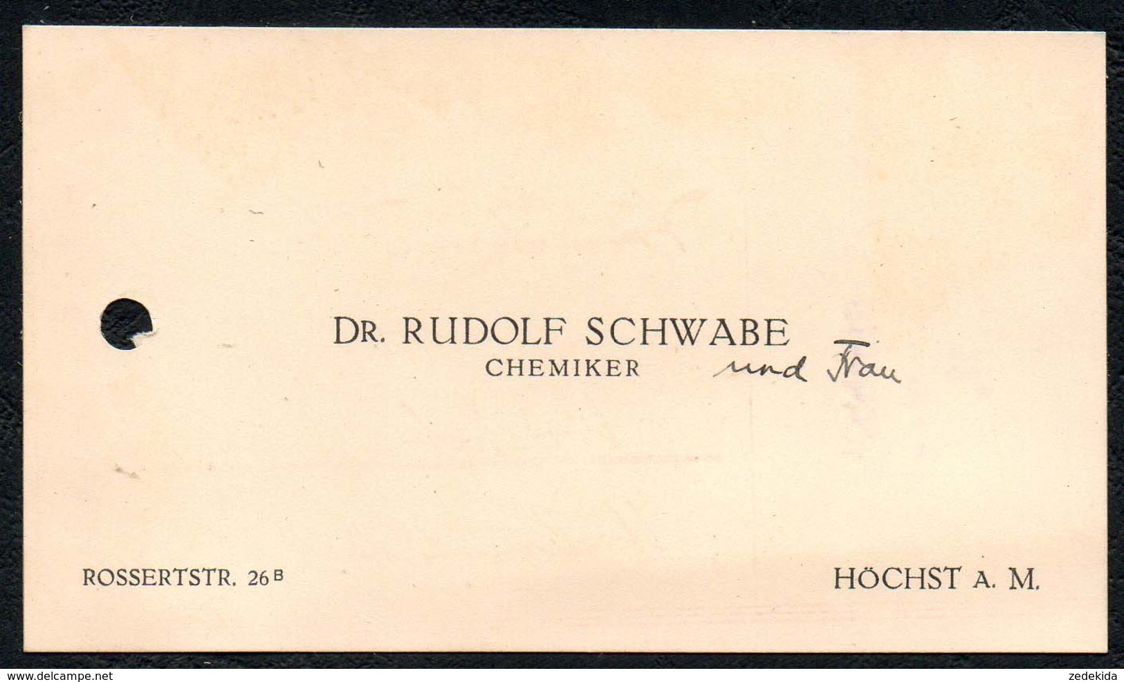 B3197 - Dr. Rudolf Schwabe - Chemiker  - Höchst -  Visitenkarte - Cartoncini Da Visita