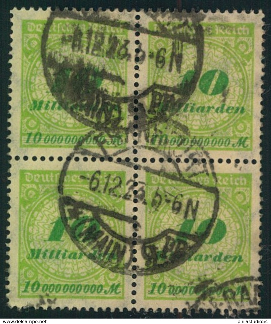 1923, 10 Milliarden, Viererblock Gestempelt FRANKFURT (MAIN) 5.12.23 - Used Stamps