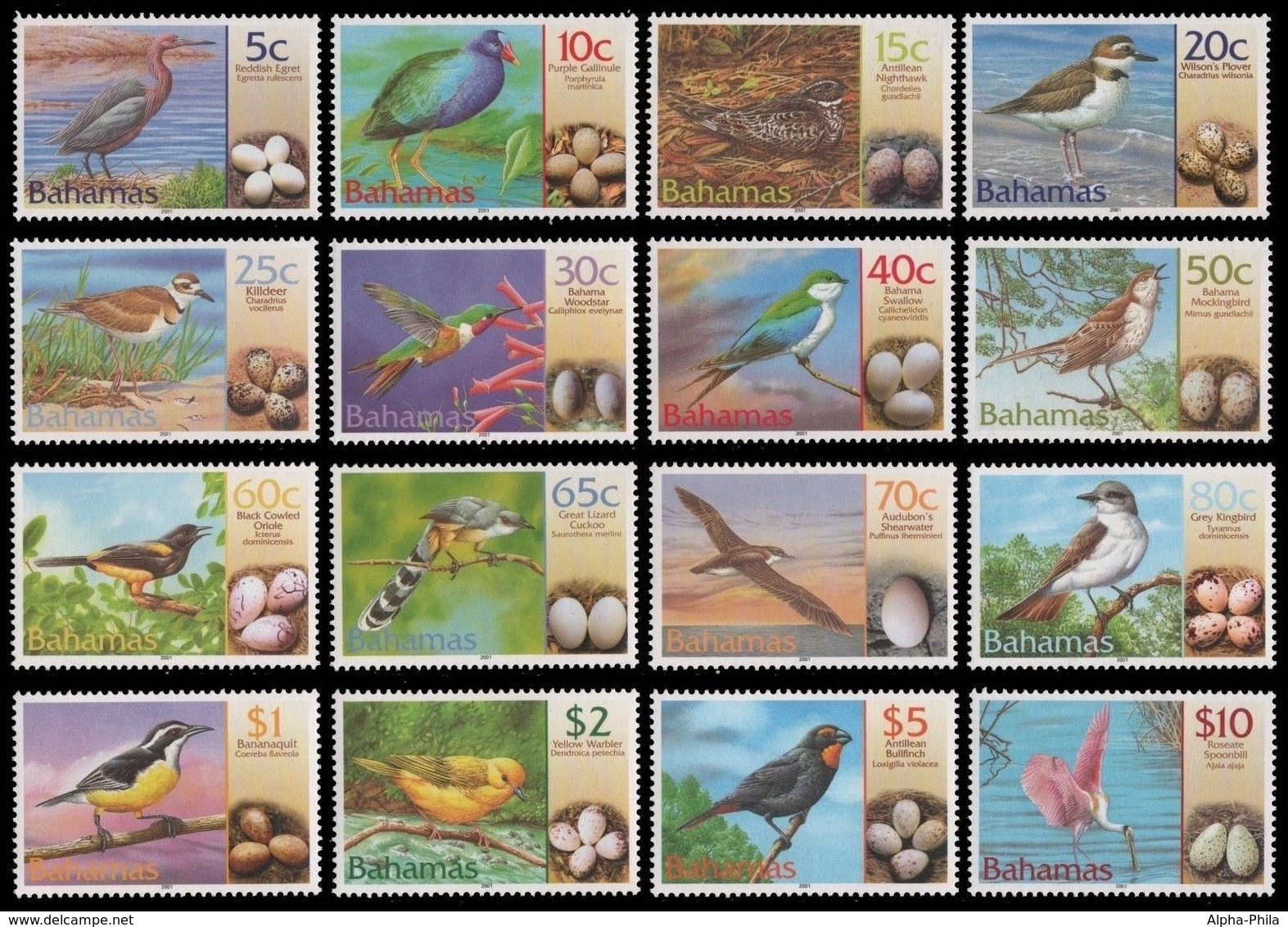 Bahamas 2001 - Mi-Nr. 1073-1088 I ** - MNH - Vögel / Birds - Bahamas (1973-...)