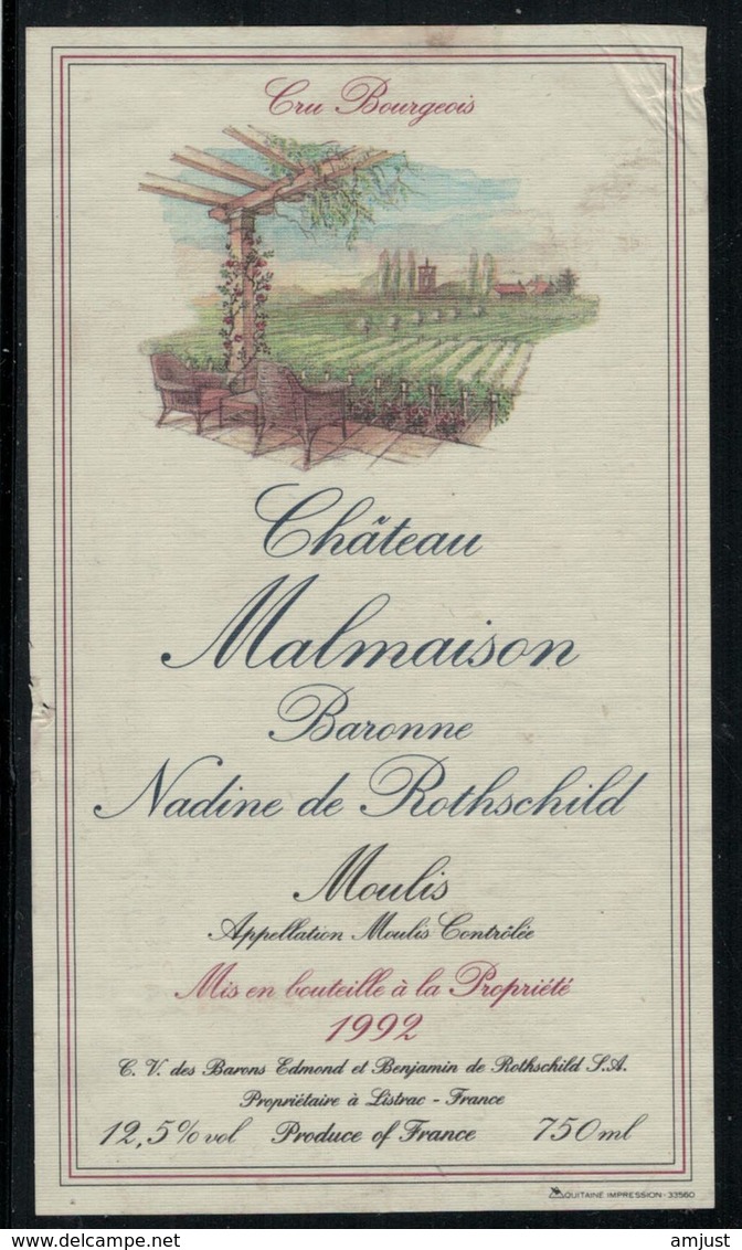 Château Malmaison 1991 Baronne Nadine De Rothschild - Bordeaux