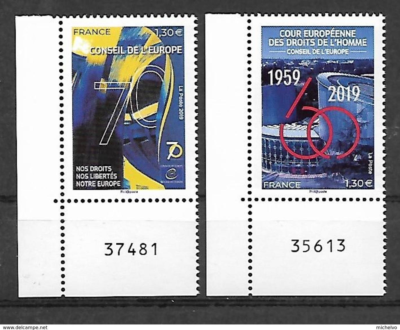 France 2019 -  Yv N° 174 & 175 ** - Timbres De Service - Conseil De L'Europe (droits De L’homme) - Ungebraucht