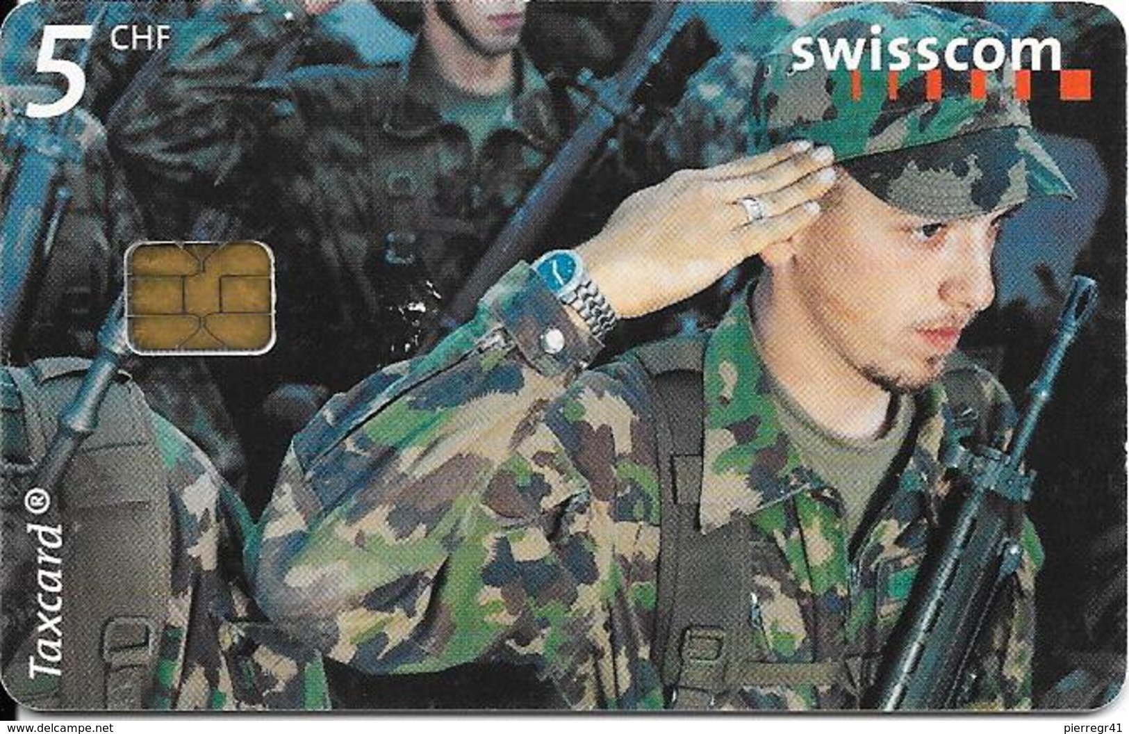 CARTE-PUCE-SUISSE-5CHF-ARMEE -TERRE-TBE- - Army