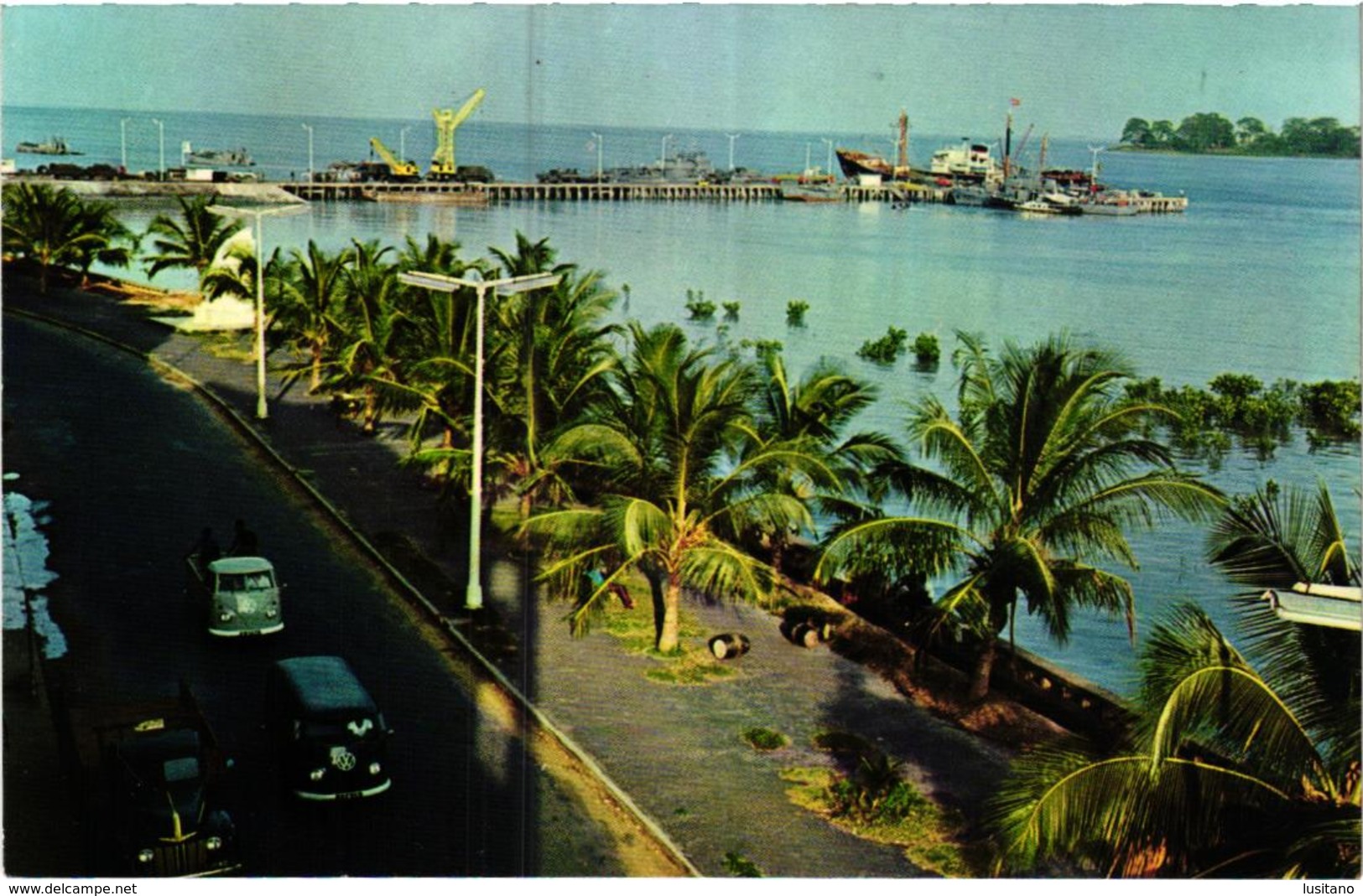 Guinee Portugaise - Portuguese Guinea - Guine Bissau - Ponte Cais Harbor - VW VAN Combi Car Voiture - Old Postcard - Guinea-Bissau