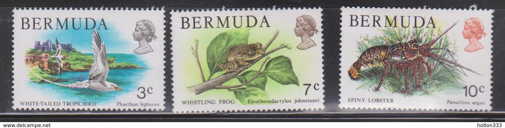 BERMUDA Scott # 363, 366, 368 MH - Bird, Frog & Lobster - Bermudes