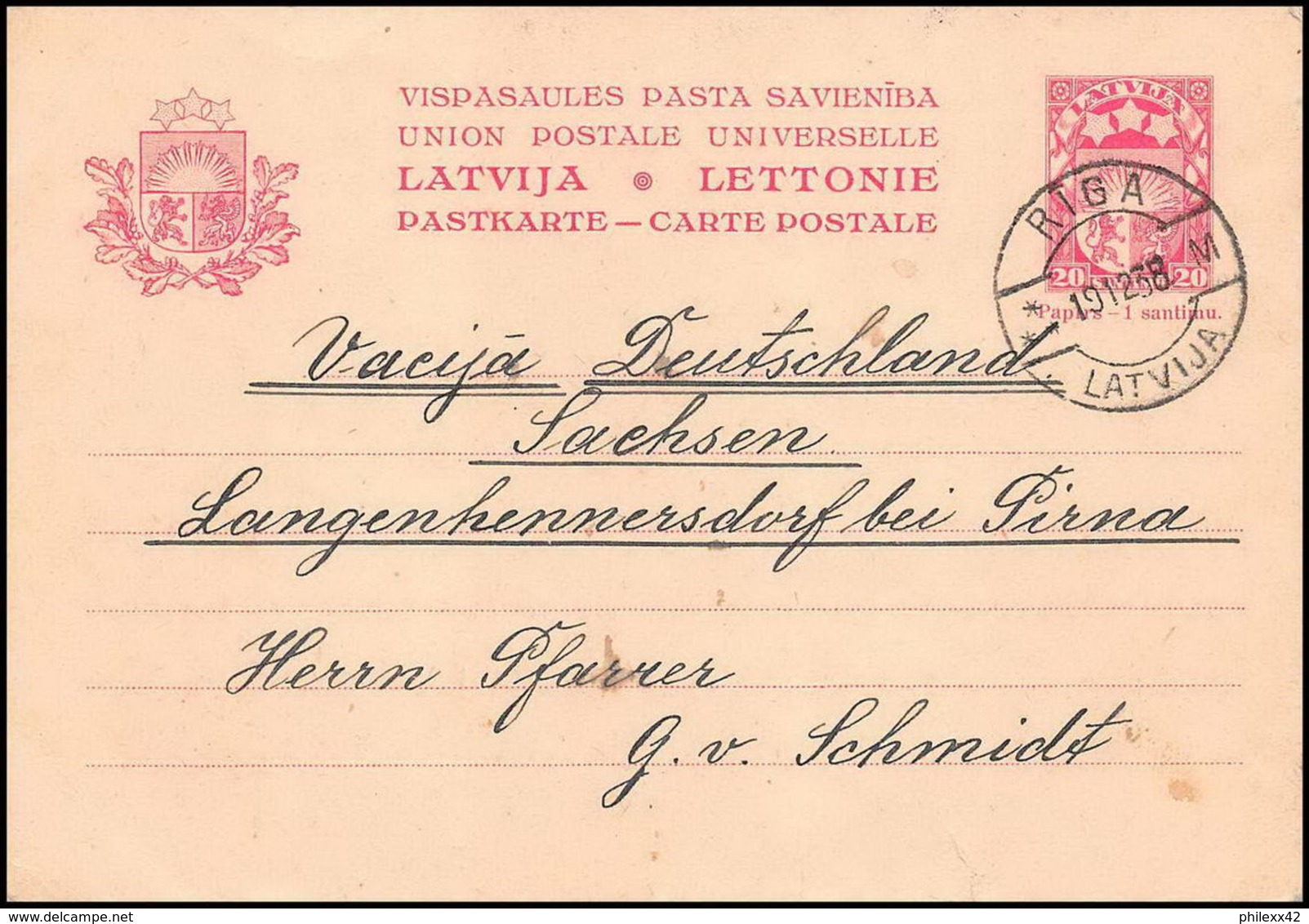 2499/ Lettonie (Latvia) Entier Stationery Carte Postale (postcard) N°10 RIGA 1938 - Lettonie