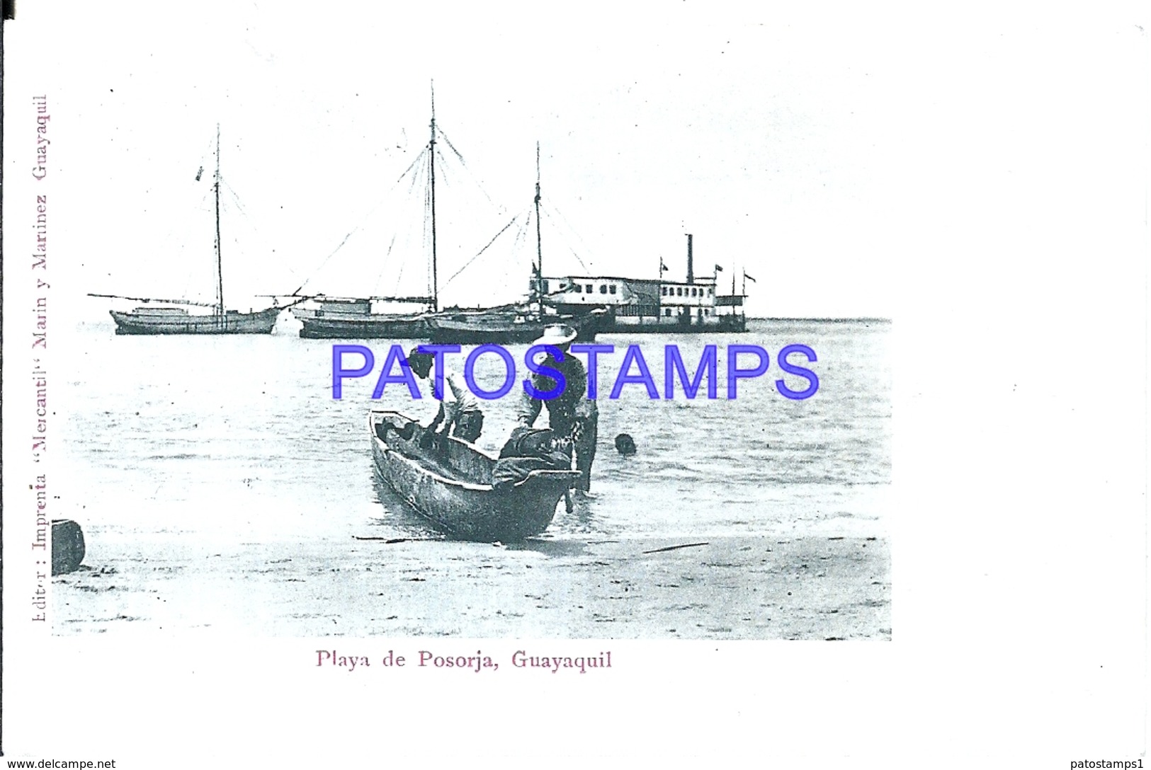 115127 EQUATOR GUAYAQUIL PLAYA DE POSORJA & SHIP POSTAL POSTCARD - Ecuador