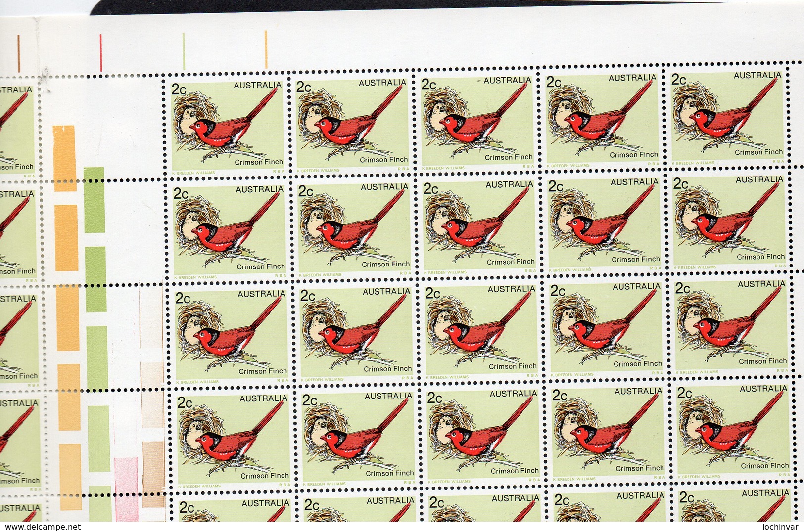 AUSTRALIA, 1979  2c BIRD FULL SHEET OF 100 MNH - Mint Stamps