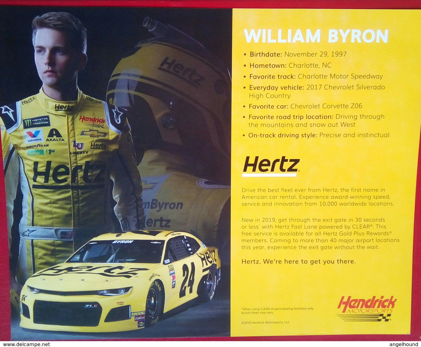 Hertz William Byron  Hero Card - Apparel, Souvenirs & Other