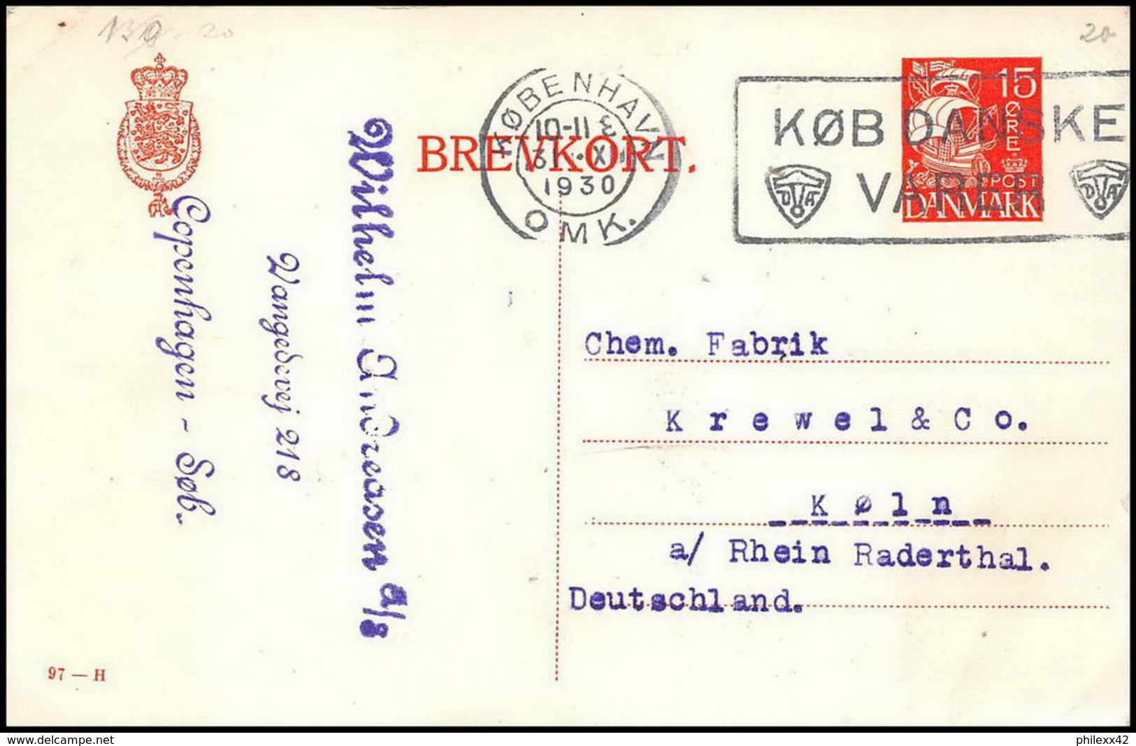 3163/ Danemark (Denmark) Entier Stationery Carte Postale (postcard) 1930 - Postal Stationery