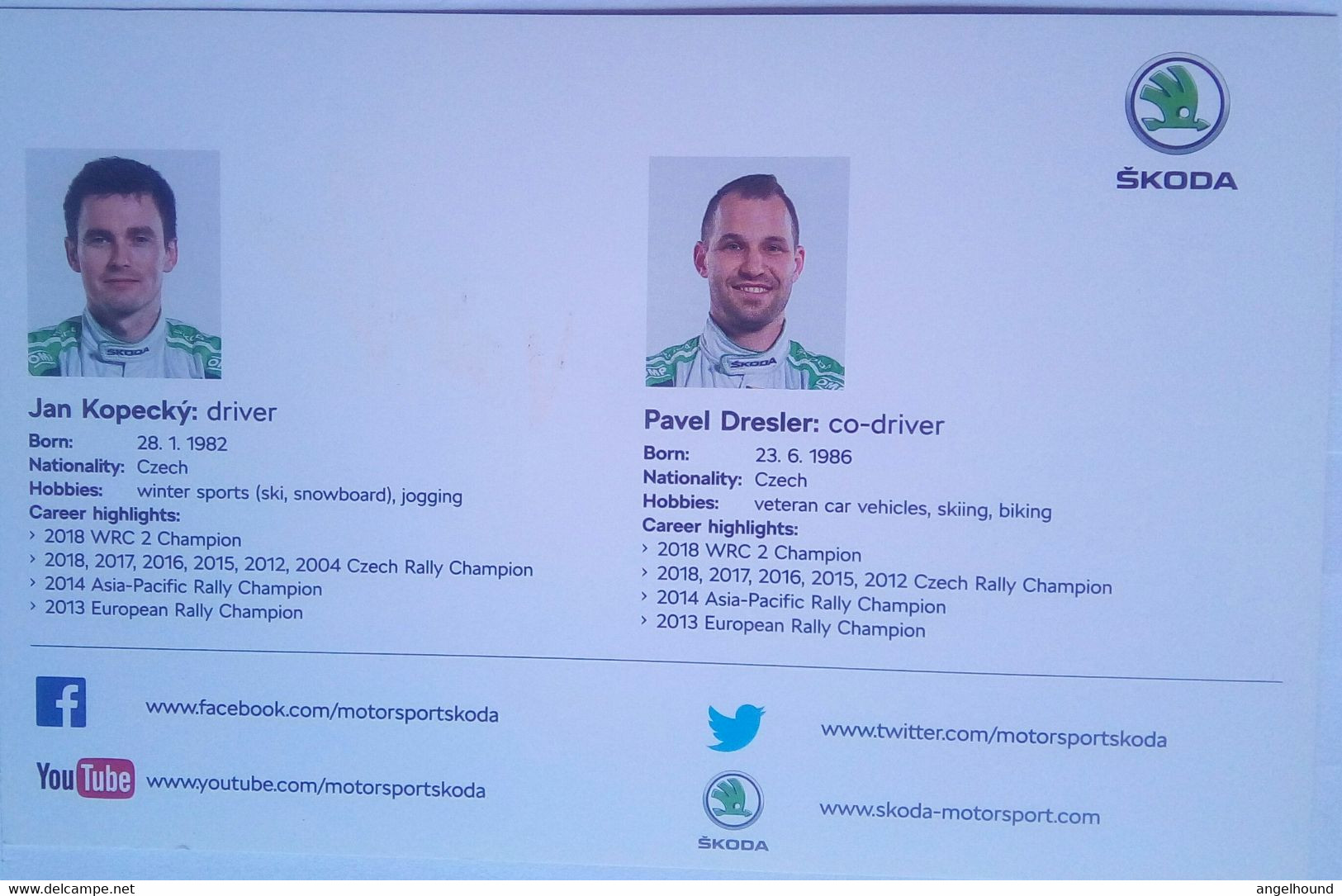 Skoda ,  Jan  Kopecky , Pavel Dresler - Autographes