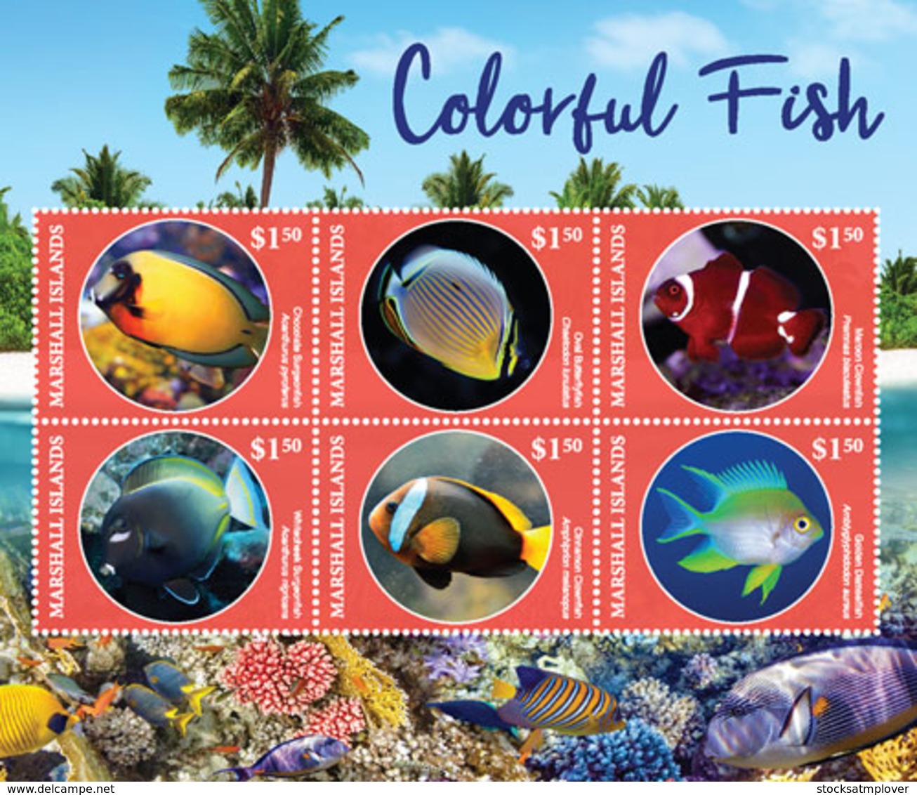 Marshall Islands   2019  Fauna Colorful Fish  I201901 - Marshall Islands