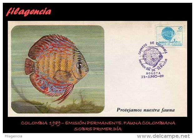 AMERICA. COLOMBIA SPD-FDC. 1989 EMISIÓN PERMANENTE. FAUNA COLOMBIANA. PEZ DISCO - Colombia