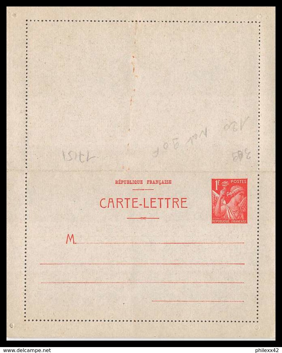 17151 France Entier Postal Stationery Iris 1 FRANC Rouge 433 N°IRI B1 Carte Lettre Gris Bleu COTE 40 EUROS - Cartes-lettres