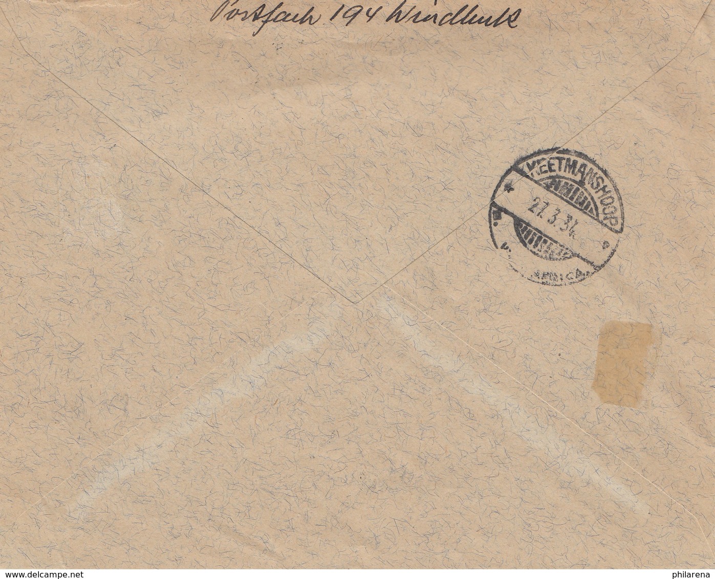 South Africa 1934: Air Mail Flugpost Windhoek To Kiris-West-Keetmansshoop - Sonstige & Ohne Zuordnung