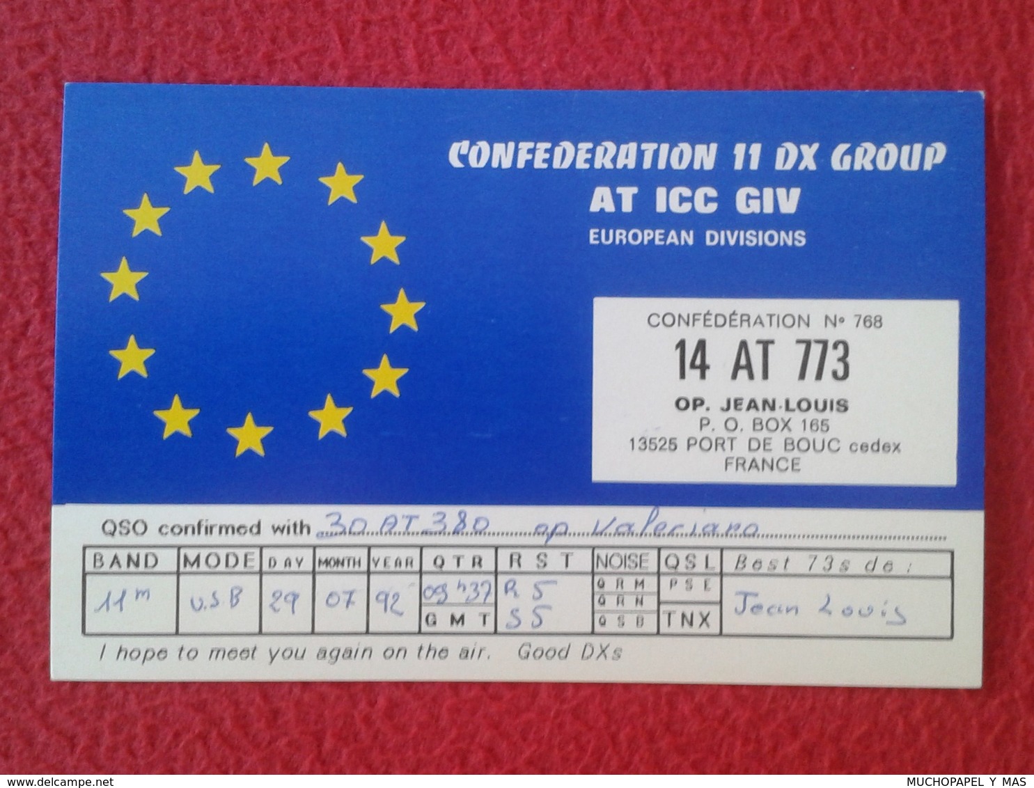 POSTAL TYPE POST CARD QSL RADIOAFICIONADOS RADIO AMATEUR CONFEDERATION 11 DX GROUP EUROPEAN DIVISIONS EUROPE FLAG VER FO - Otros & Sin Clasificación