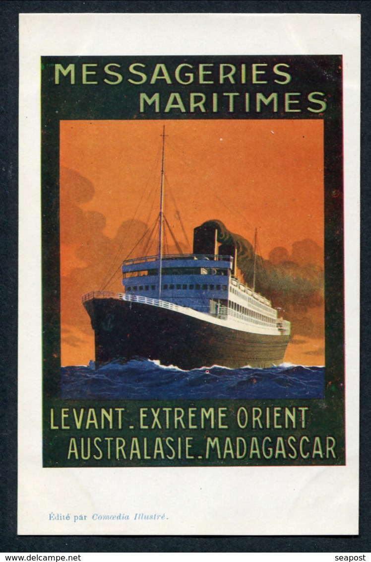 1920'S POSTER ADVERT PC -- MESSAGERIES MARITIMES -- LEVANT - EXTREME ORIENT AUSTRALASIE MADAGASCAR - Piroscafi