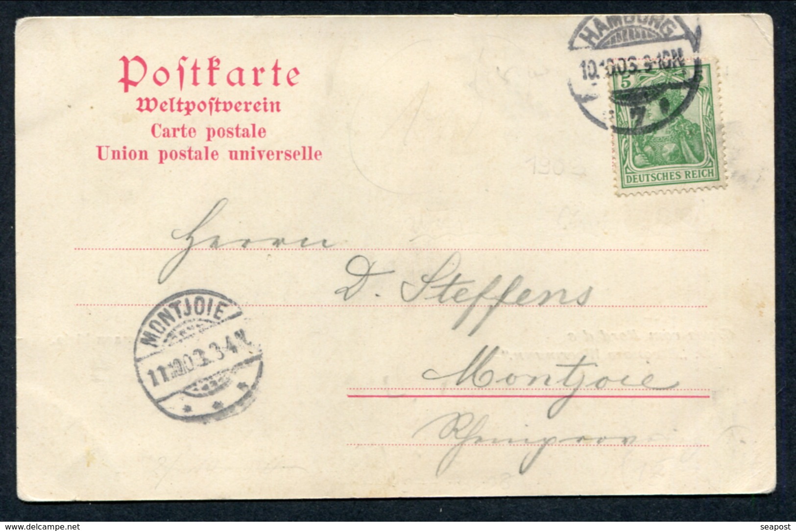 1903 USED PC -- GRUS VOM BORD DES P.D. "ELEONORE WOERMANN" - Steamers