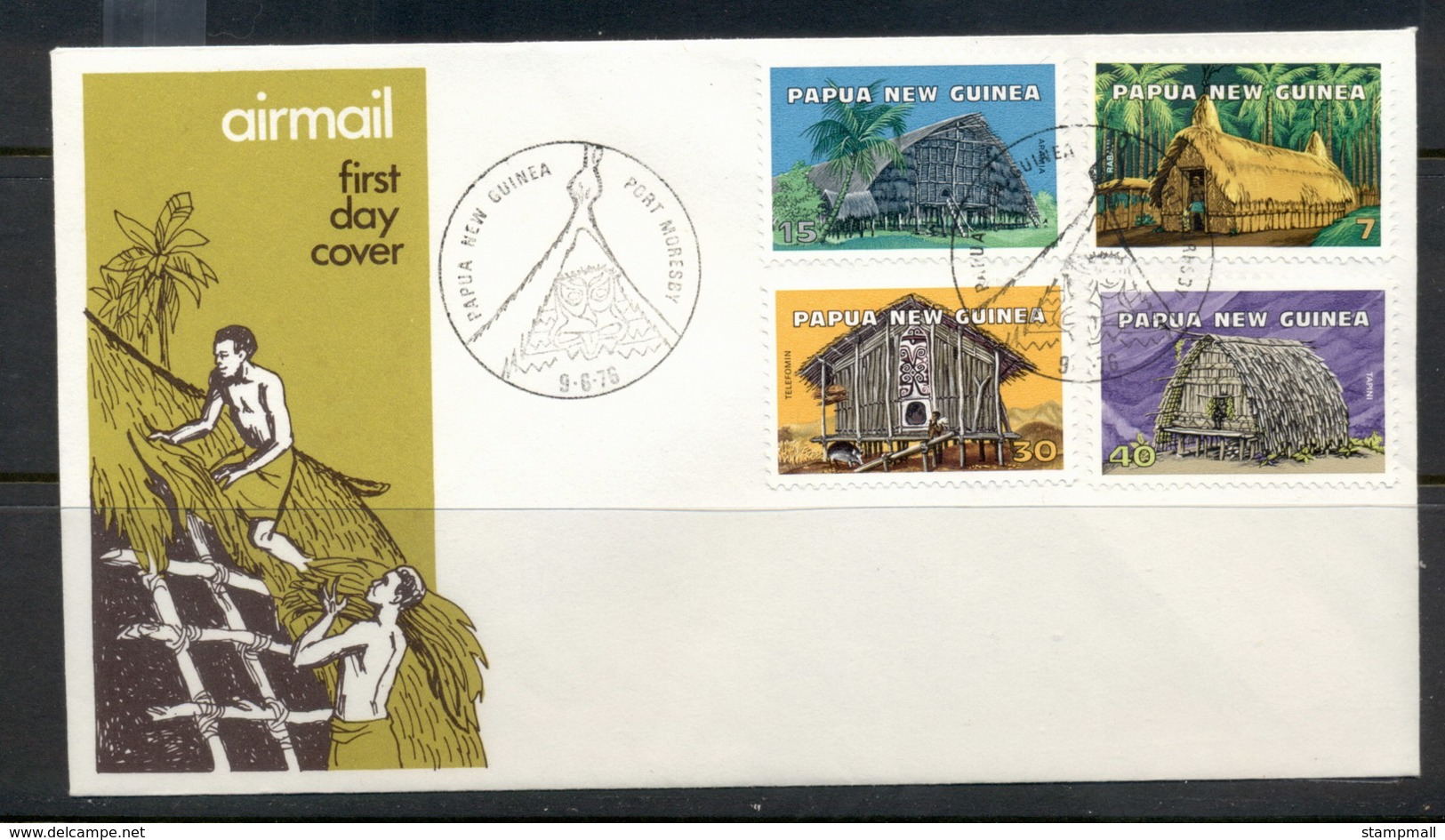 PNG 1976 Dwellings FDC - Papua New Guinea