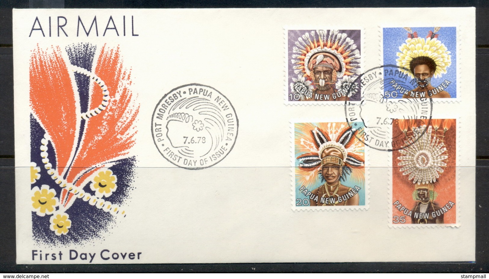 PNG 1978 Headresses 10,20,35,50t FDC - Papua New Guinea