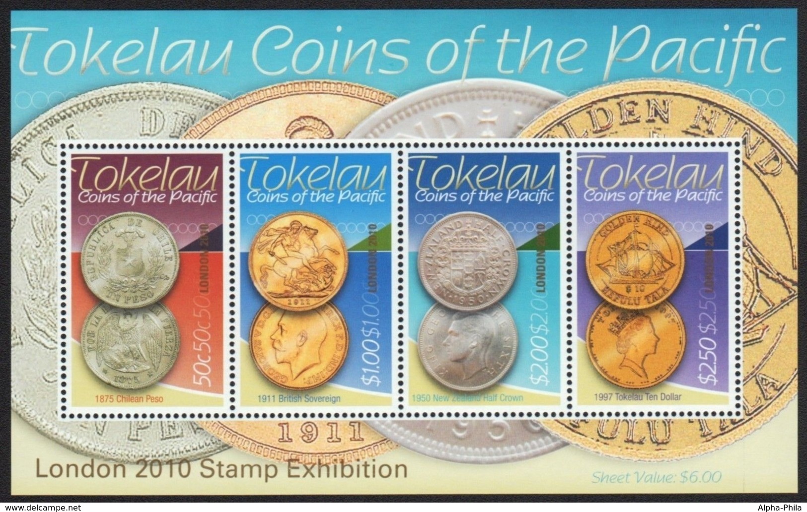 Tokelau 2010 - Mi-Nr. Block 44 ** - MNH - Münzen / Coins - London - Tokelau