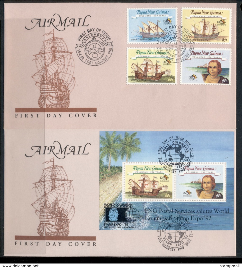 PNG 1992 Columbus 2x FDC - Papua New Guinea