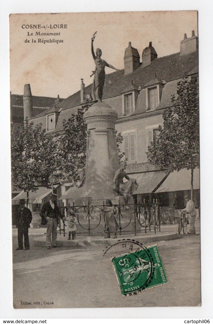 - CPA COSNE-SUR-LOIRE (58) - Le Monument De La République 1908 (avec Personnages) - Edition Didier - - Cosne Cours Sur Loire