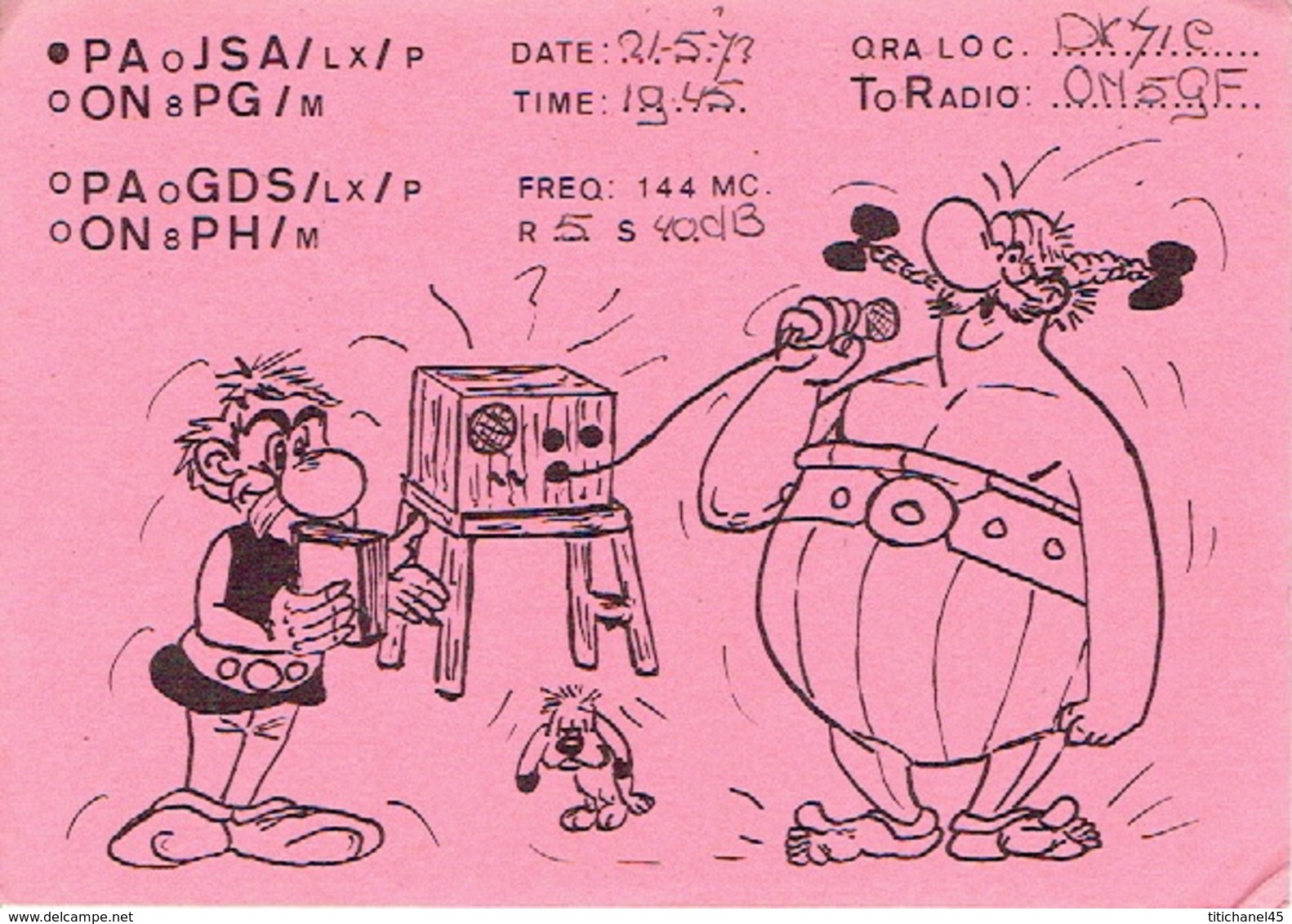 QSL CARTE RADIO AMATEUR - ASTERIX - PA0JSA To ON5GF (Belgium) - Radio Amateur