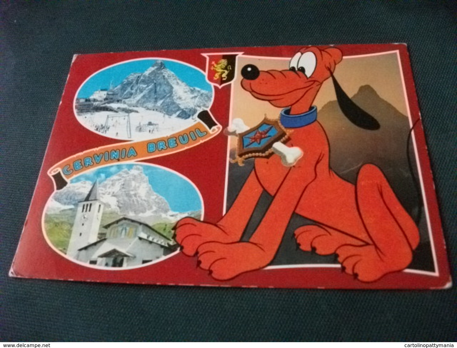 DISNEY PLUTO CANE DOG CERVINIA BREUIL  VEDUTE  PIEGA ANG. - Altri & Non Classificati