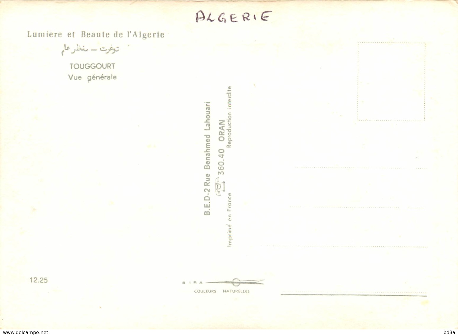 ALGERIE -  TOUGGOURT - Autres & Non Classés