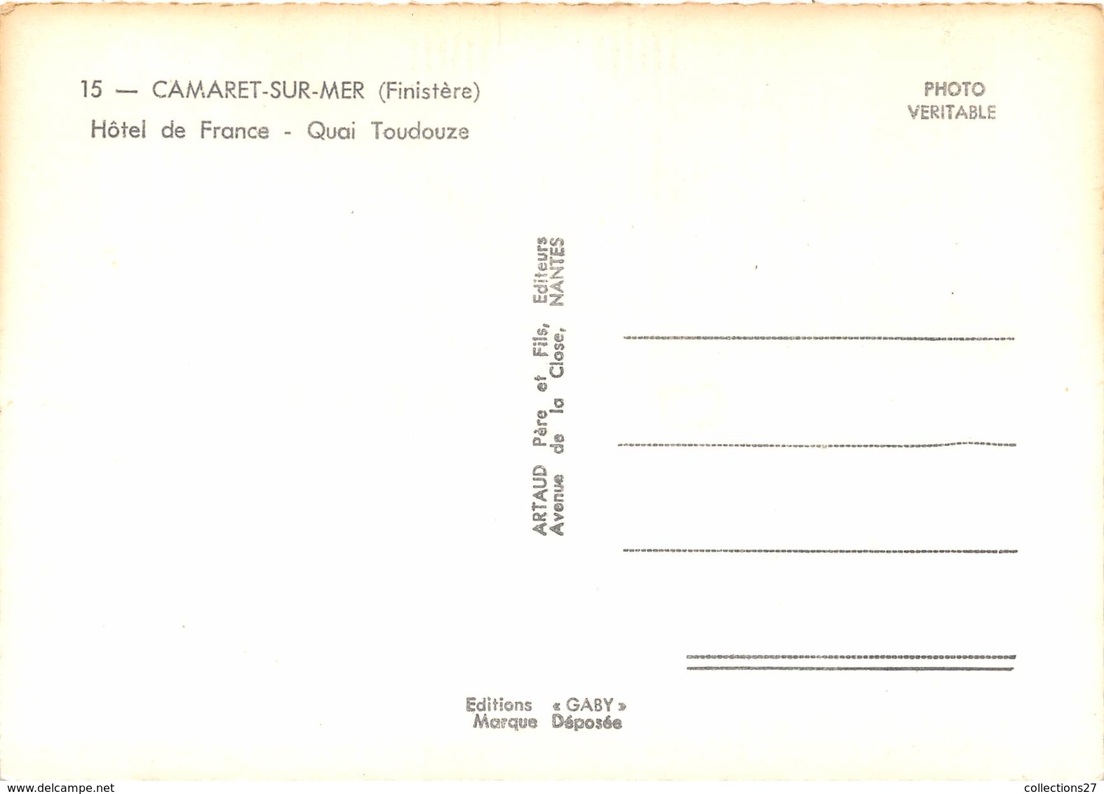 29-CAMARET-SUR-MER- HÔTEL DE FRANCE, QUAI TOUDOUZE - Camaret-sur-Mer