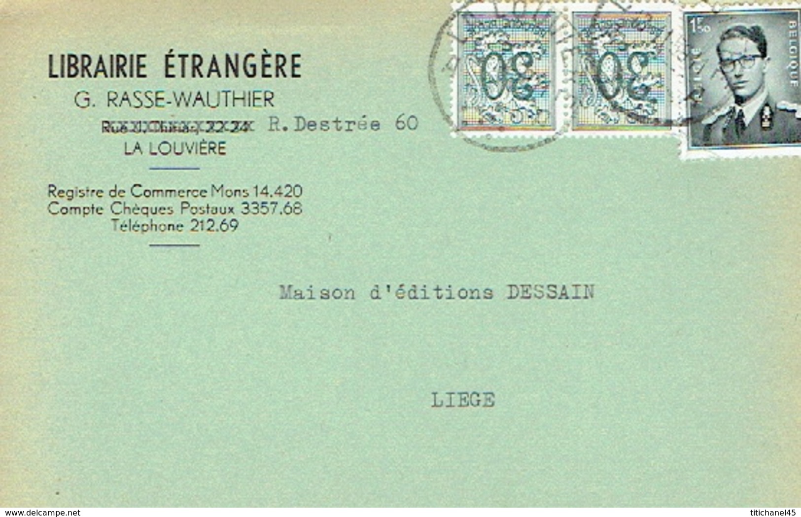 CP Publicitaire LA LOUVIERE 1959 - LIBRAIRIE ETRANGERE - G. RASSE - WAUTHIER - La Louvière